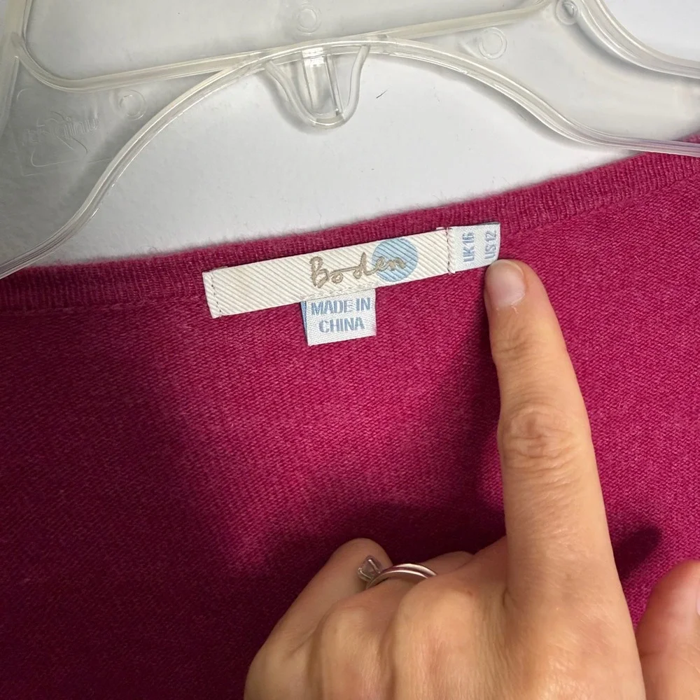 Boden Pink Cashmere Angora Blend Waterfall Open Cardigan Sweater Womens 12 WK662